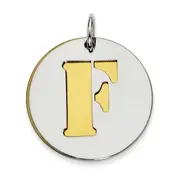 Sterling Silver Gp Initial F Double Plate Round Charm