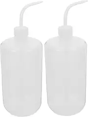 2Pcs Curved Mouth Plastic Squeeze Bottle for Lab Use Ergonomic Design with Scale Labels for Watering Plants Tattoo Supplies and Cleaning Tasks Sleek Wash