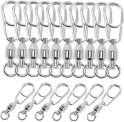 Totority 30Pcs Stainless Fishing Swivels Durable Ring Connectors for Saltwater Freshwater Fishing for Lures Hooks Smooth Operation for Hassle Tackle Replacement