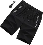 [Generic] Men Athletic Cool Dry Gym Mesh Shorts Lightweight Sports Gym Run Shorts Workout with Zipper Pockets Short