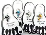 ADORABLE Color Enamel Crystals DOLPHIN Invisible Stretch Band Petite Toe Ring