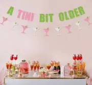 A Tini Bit Older Garland Hanging Banner Martini Bar Birthday Party Decorations