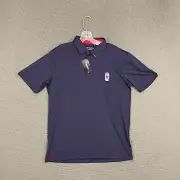 Range Golf x Pabst Blue Ribbon Polo Shirt Mens Medium Blue Preppy Casual Dad