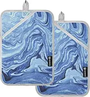 Large Pot Holders Heat Resistant Blue Denim Tie-dye Potholders for Kitchens with Pocket Kitchen Hot Pads Oven Mitts 2 Pack