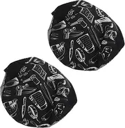 [OATIPHO] Chef Beret Caps Kitchen Work Hat Unisex Restaurant Waiter Cap Beret Hat for Chef Comfortable and Breathable 2pcs Black