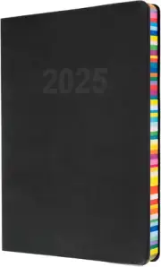 Edge Rainbow 2025 Diary - A5 Week to View Planner - Charcoal - (ED153.U96-25) -