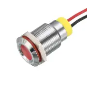 LED Indicator Light AC/DC 110V 12mm Flush Panel Mount Red LED Metal Shell