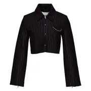 [GANNI] Compact Stripe Jersey Short Jacket