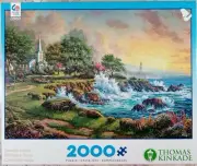 CEACO Thomas Kinkade SEASIDE HAVEN 2000p Jigsaw Puzzle 38x26" lighthouse cottage
