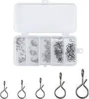 Alwonder 150-Pack/Box Fly Fishing Snap, 3/5 Sizes Stainless Steel Quick Change Lure Snaps No Knot Snap Quick Snap Fast Snap Lure Connector for Jigs Lures Fishing Clips Swivels Fishing Tackle