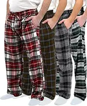 [ANDREW SCOTT] Men's 4 Pack 100% Cotton Flannel Pajama Sleep Pant - Lounge Pants