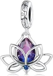 [MUNDELL] Authentic 925 Sterling Silver Sun Butterfly Heart Moon Lotus Shiny CZ Pendant Charm for Original Charm Bracelet or Bangle