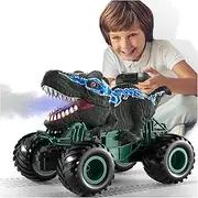 FUZETAO 2.4GHz Remote Control Dinosaur Car Trucks Toys for Kids Boys, RC Dino Car Toys with Light, Sound & Spray, Indoor Outdoor All Terrain Electric RC Car Toys (RC-01)