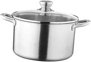 OKUMEYR Stainless Steel Stock Pot Induction Cooktops Compatible Large Capacity Soup Pot with Glass Lid