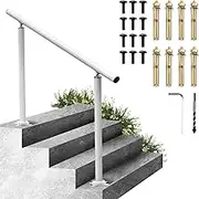 Vevor Outdoor Stair Railing Kit, 4 FT Handrails 45295 Steps, Adjustable Angle White Aluminum Stair Hand Rail for The Elderly, Handrails for Outdoor Steps - Amazon.com