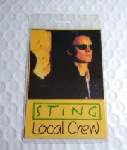 Sting Vintage Plastic Laminated Backstage Pass Original Pop Rock Music Local