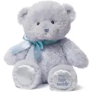 My First Teddy - Blue Plush Soft Toy Bear 25cm