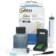 refill24 Refill Set: Refill Ink 50 ml Compatible with Printer Cartridges Canon PG-540, PG540 XL Black + Accessories + Instructions (English Language not Guaranteed), Refill Set with Printer Ink for