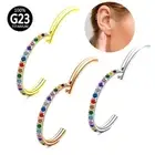 G23 Titanium Nose Ring Multi-color Zircon Hinge Septum Clicker Hoop Ear Piercing