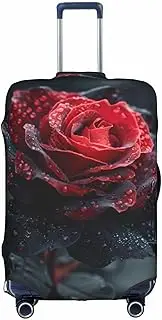 [Pvinnk] Red and black rose Print Protective Luggage Cover Elastic Washable Suitcase Protector Travel Gear Protector, White, Medium