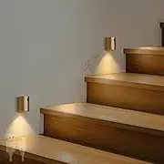 Modern LED Magnetic Wall Light with 120° Motion Sensor Wall Lamp USB Rechargeable 2400mAh Wall Sconce 3000K Warm Indoor Geometric Design for Stairs Hallway Living Room (Gold,2 Packs)
