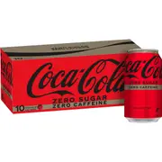 Coca-Cola Caffeine Free Zero Sugar Soft Drink Multipack Cans 375mL x 10 pack