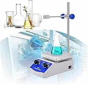 Powerful Lab Magnetic Stirrer, Magnetic Stirrer Hot Plate with Heating, 180W Heating Power 0-1600 RPM with Support Stand for Laboratory, Classroom, Scientific Research