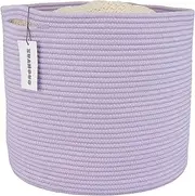 XUANGUO Cotton Rope Basket For Girls Boys Kids 16”X14” Baby Laundry Basket Nursery Bin Round Woven Baskets Organizer For Storage Toys Blankets Shoes Clothes purple