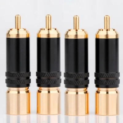 Preffair 4PCS 24K Gold Plated phonos RCA Plug DIY Audio Cable Connector