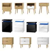 Oikiture Bedside Table Drawers Side Table Storage Cabinet Bedroom Nightstand