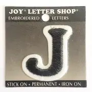 JOY LETTER SHOP Cooper Font Embroidered Iron On Letters - BLACK 'J'