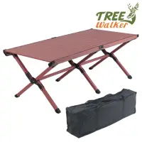 在飛比找momo購物網優惠-【TreeWalker】輕合金仿木紋蛋捲桌-紅褐色(方型鋁合