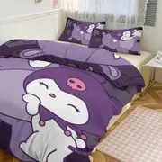 a2587 Kuromi Anime Duvet Cover Set Size, Cartoon Bedding Set 3-Piece, Comforter Cover Set for Teens Boys Kids Girls, 1 Duvet Cover And 2 Pillowcase Tw