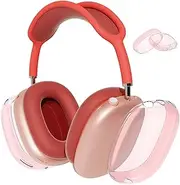 [MOLOPPO] AirPods Max Earphone Case Clear Soft TPU Case Anti-Scratch Transparent Accessories Ultra Protective Case for Apple AirPods Max (2024/2020) Transparent Pink