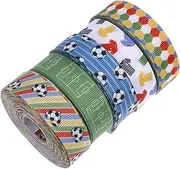 VERDANVERSE 5pcs Sports Soccer Ribbon Soccer Pattern Ribbon for DIY Present Wrap Wedding Themed Party Craft Decoration Floral Design