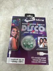Borne Mini Disco RGB Light with USB-A, USB-C, and Lightning Tips in Display