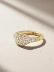 [David Yurman] David Yurman - Petite Pavé 18-karat Gold Diamond Pinky Ring - 4 4 Gold