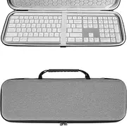 Geekria Keyboard Case Hard Shell Travel Carrying Bag, Compatible with Logitech MX Keys S/MX Keys Advanced Wireless Illuminated Keyboard, Microsoft Wireless Surface Keyboard WS2-00025 (Light Gray)