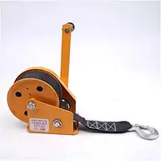 Manual winch 1200 LB Self-Locking Winch With Brake 10m Webbing Cloth Belt Polyester Cable Puller(Yellow)