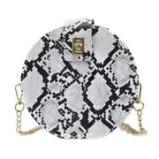 Retro Serpentine Chain Round Bag Women Handbags Printed Small PU Leather Shoulder Crossbody Bags Female Messenger Bag