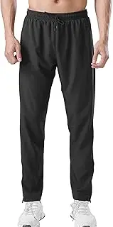 [FEESHOW] Mens Sport Pants Training Leggings Stretchy Leggings Waistband Training Fitness Workout