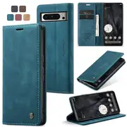 CaseMe Google Pixel 8 Pro 5G Classic PU Leather Folio Case Cover [Teal Green]