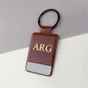 Brown Personalised Initials Keyring