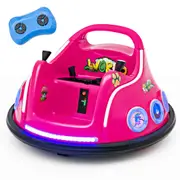 Costway 12V Electric Bumper Car 360° Spin Ride On Toy RC Race Vehicle w/USB & Bluetooth & MusicGift Pink