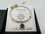 NEW Alex and Ani DECEMBER BIRTHSTONE CHARM BANGLE BLUE ZIRCON Bracelet Gold