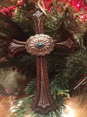Cross with Silver Conchos Christmas Ornament