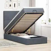 vidaXL Ottoman Bed Frame with Mattress - Dark Grey Velvet Double, Includes Headboard and Hydraulic Lift Storage
