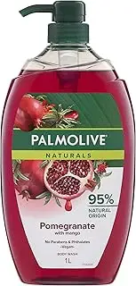Palmolive Naturals Body Wash 1L, Pomegranate with Mango, Soap Free Shower Gel, No Parabens Phthalates or Alcohol