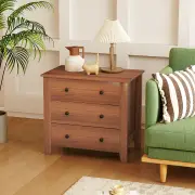 Costway3-Drawer Dresser Wide Chest of Drawers-Walnut