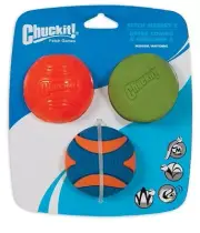 Chuckit Fetch Medley Dog Ball Dog Toys, Medium (2.5 Inch) Pack of 3, for Medium